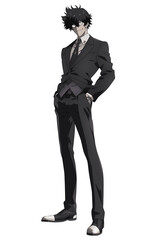 サラリーマン(スーツ)の男性キャラクターの全身イラスト(AI generated image)