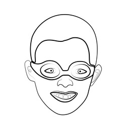 one line drawing of a child in swimming goggles.