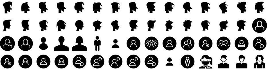Set Of Avatar Icons Isolated Silhouette Solid Icon With Male, Man, Person, Illustration, Human, People, Avatar Infographic Simple Vector Illustration Logo