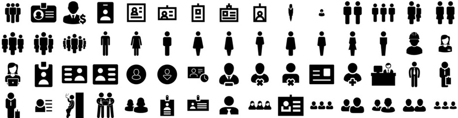 Set Of Employee Icons Isolated Silhouette Solid Icon With Group, Office, Team, Teamwork, Employee, Business, Work Infographic Simple Vector Illustration Logo