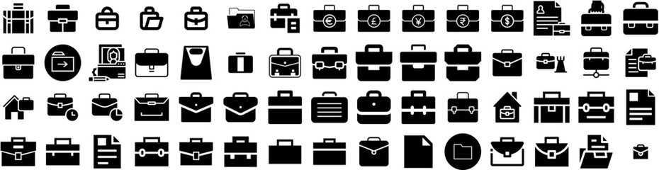 Set Of Portfolio Icons Isolated Silhouette Solid Icon With Business, Management, Vector, Portfolio, Concept, Layout, Marketing Infographic Simple Vector Illustration Logo