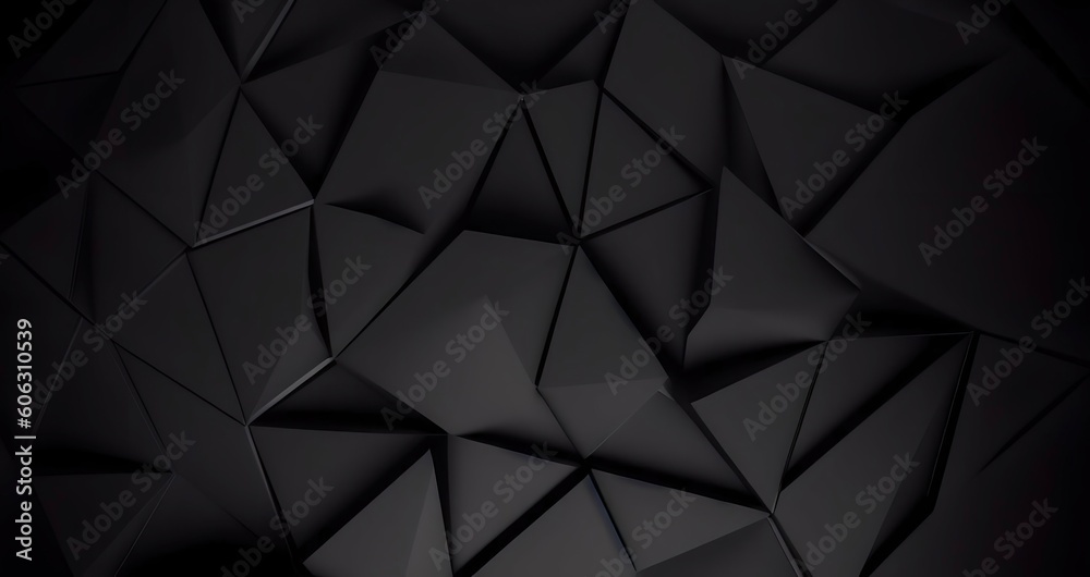 Aufkleber Black abstract geometric background from polygons. AI generated.