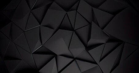 Fototapeta premium Black abstract geometric background from polygons. AI generated.
