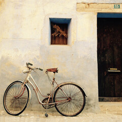 Fototapeta na wymiar Bicicleta en la puerta de casa