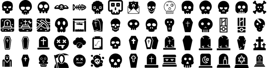 Set Of Death Icons Isolated Silhouette Solid Icon With Symbol, Concept, Dead, Hospital, Death, People, Black Infographic Simple Vector Illustration Logo