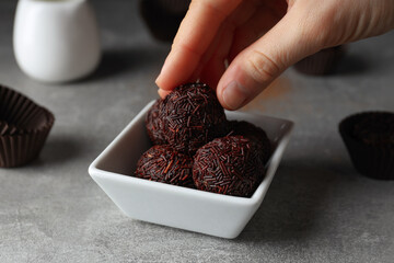 Traditional brazilian sweet - Brigadeiro, brazilian Chocolate candy