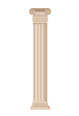 Ancient column concept. White column and pillar in corinthian, ionic and doric style. Sticker for social networks and messengers. Cartoon flat vector illustration isolated on white background