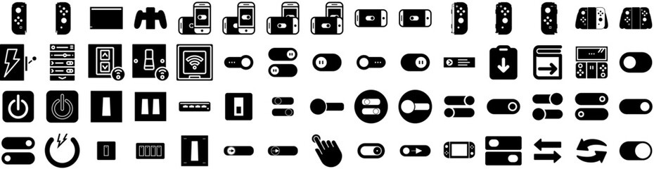 Set Of Switch Icons Isolated Silhouette Solid Icon With Control, Button, Icon, Design, Off, Switch, Technology Infographic Simple Vector Illustration Logo