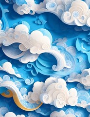 clouds quilled paper