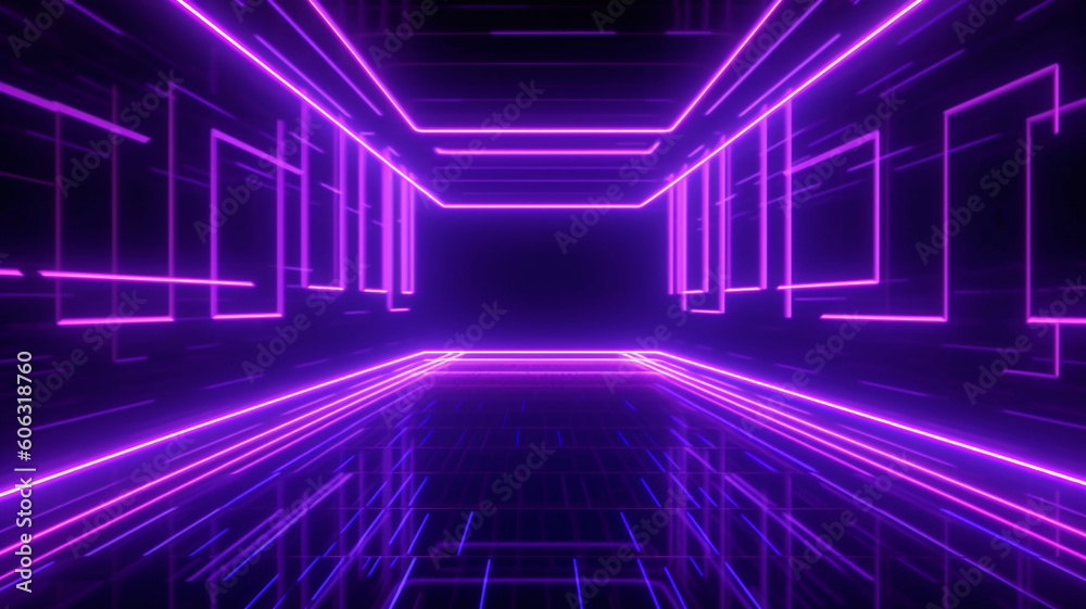 Canvas Prints Dark violet neon glow corridor