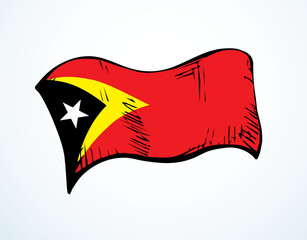 Flag of East Timor. Vector drawing icon