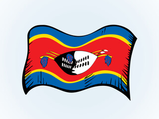 Flag of Swaziland. Vector drawing sign