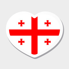 Fototapeta premium Flag of Georgia icon. Vector heart sticker. Best for mobile apps, UI and web design.