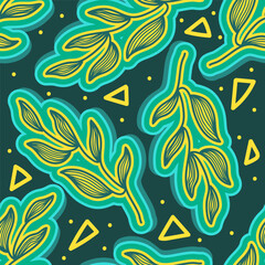 Seamless Floral Pattern in Retro 90s Style. Cute Botanical Contemporary Pattern. Trendy and Groovy Graphics for Fashion, Wallpaper, Wrapping Paper, Background, Print, Fabric, Textile and Apparel