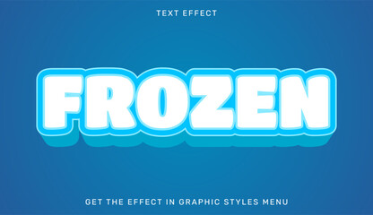 Frozen editable text effect in 3d style. Suitable for brand or business logo