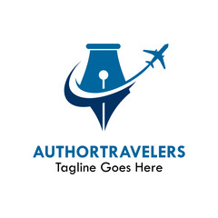 Author travelers design logo template illustration