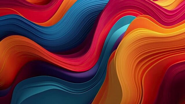 Colorful abstract fluid waves motion digital video, Liquid art movement with vivid colors, creative fluid texture, layered paper material, business background for marketing purposes, psychedelic wave 