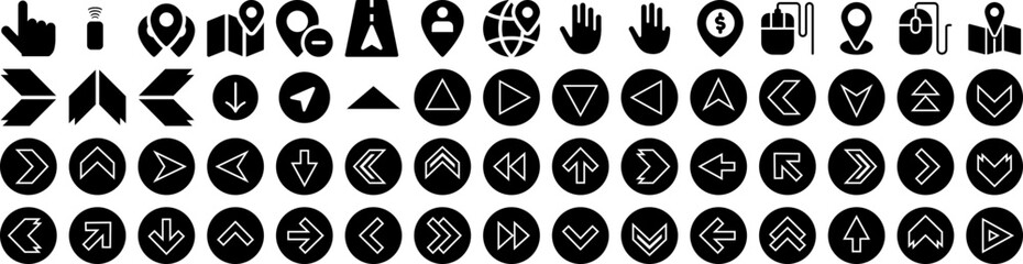 Set Of Pointer Icons Isolated Silhouette Solid Icon With Sign, Pointer, Web, Illustration, Icon, Vector, Symbol Infographic Simple Vector Illustration Logo