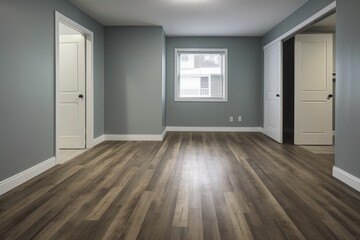 a room in a home improvement project, with new flooring and new paint, created with generative ai