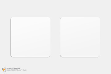 Mockup realistic square business card with rounded corners / gift card. Realistic blank business card with shadow for your design. Vector illustration EPS 10