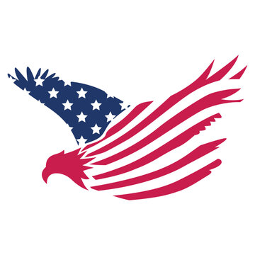 united states of america flag forming a flying eagle silhouette, design to commemorate 4th of july independence day