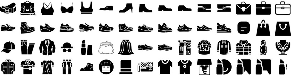 Set Of Fashion Icons Isolated Silhouette Solid Icon With Style, Model, Woman, Beautiful, Fashion, Fashionable, Trendy Infographic Simple Vector Illustration Logo