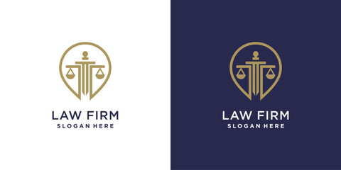 Lawyer logo idea with creative element concept style