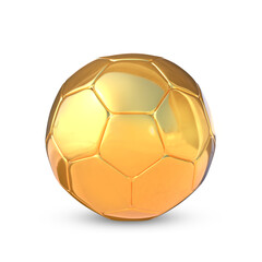 3D Rendering Golden Soccer Ball Isolated On Transparent Background, PNG File Add