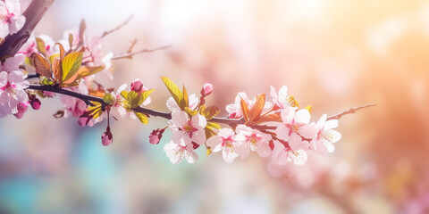 Obraz na płótnie Canvas Cherry blossoms background created using generative AI tools