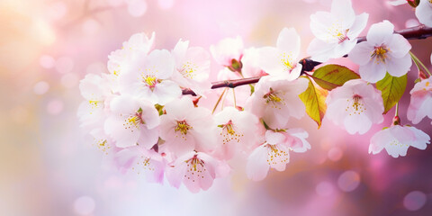 Cherry blossoms background created using generative AI tools