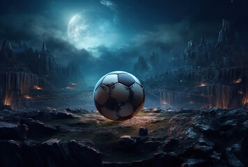 soccer_ball_sitting_in_stadium_at_night_in_the_style