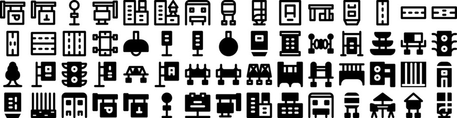 Set Of Cityscape Icons Isolated Silhouette Solid Icon With Urban, Architecture, City, Building, Modern, Skyscraper, Cityscape Infographic Simple Vector Illustration Logo