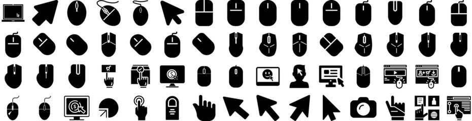 Set Of Click Icons Isolated Silhouette Solid Icon With Hand, Click, Pointer, Vector, Icon, Internet, Cursor Infographic Simple Vector Illustration Logo