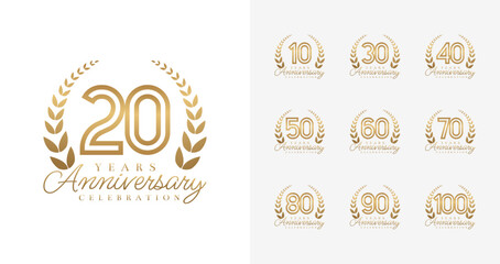Shiny anniversary logo collections. Number for birthday event or invitation card with Luxury concept