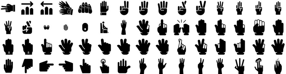 Set Of Fingers Icons Isolated Silhouette Solid Icon With Touch, Isolated, Sign, Finger, Point, Hand, Symbol Infographic Simple Vector Illustration Logo
