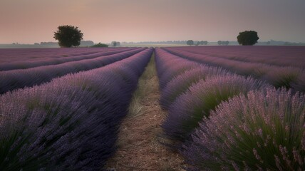 beautiful lavender field with beautiful lights