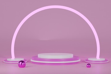 Abstract scene pink color background. Product presentation, mockup, Podium, stage pedestal or platform. 3D Blender Illustration.