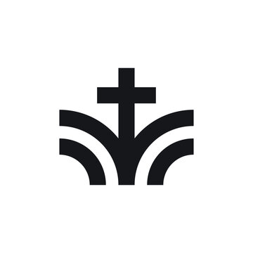 Cross book logo design,  vector and illustration