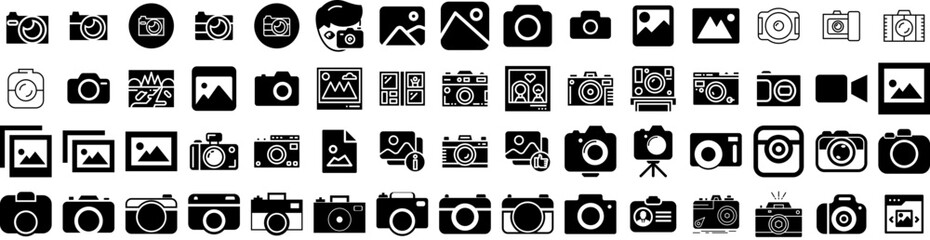 Set Of Photo Icons Isolated Silhouette Solid Icon With Photo, Design, Blank, Frame, Background, Paper, Picture Infographic Simple Vector Illustration Logo
