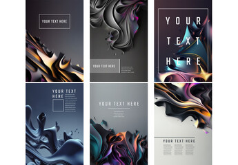6 Flyers Layout With Blurry Abstract Background