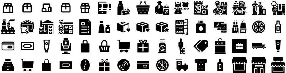Set Of Products Icons Isolated Silhouette Solid Icon With Background, Stand, Product, Podium, 3D, Display, Abstract Infographic Simple Vector Illustration Logo