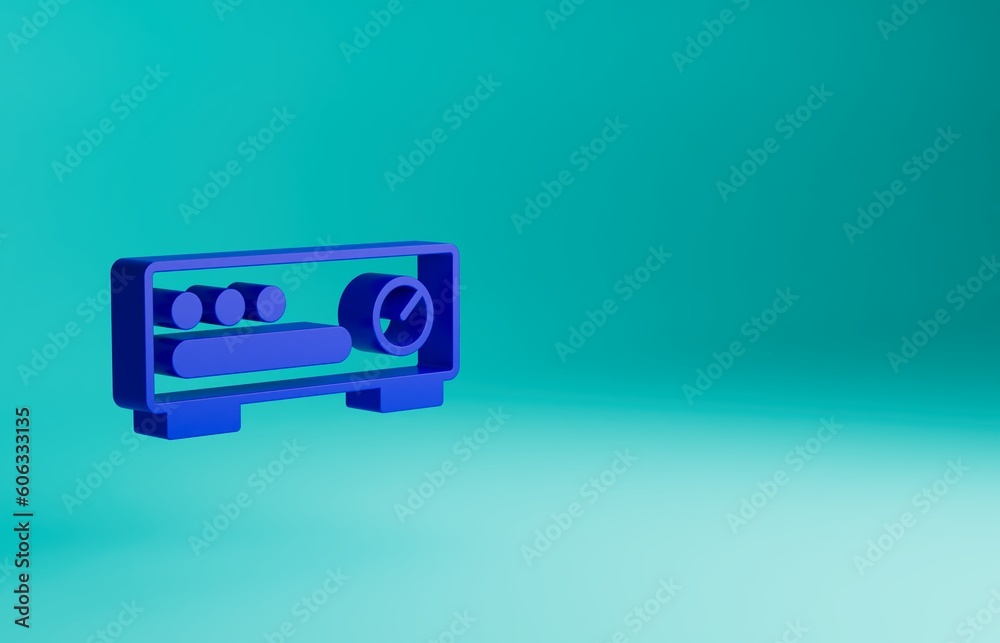 Sticker Blue Sound mixer controller icon isolated on blue background. Dj equipment slider buttons. Mixing console. Minimalism concept. 3D render illustration