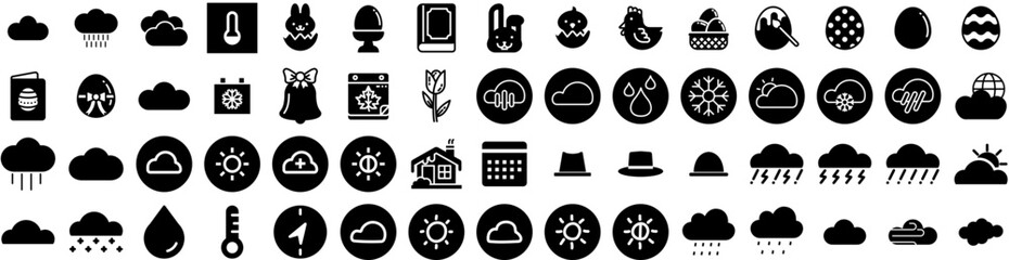 Set Of Season Icons Isolated Silhouette Solid Icon With Graphic, White, Season, Abstract, Design, Background, Summer Infographic Simple Vector Illustration Logo