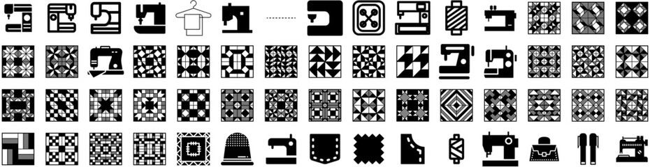 Set Of Sewing Icons Isolated Silhouette Solid Icon With Design, Sewing, Fashion, Tailor, Needle, Sew, Equipment Infographic Simple Vector Illustration Logo