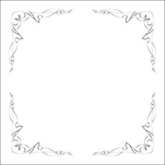 Elegant black and white monochrome ornamental border for greeting cards, banners, invitations. Vector frame for all sizes and formats. Isolated vector illustration.	