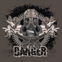 post-apocalypse gas mask, grunge vintage design t shirts