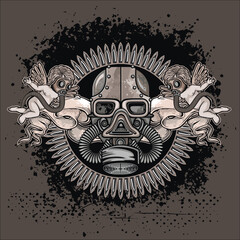 post-apocalypse gas mask, grunge vintage design t shirts