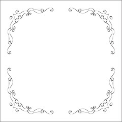 Elegant black and white monochrome ornamental border for greeting cards, banners, invitations. Vector frame for all sizes and formats. Isolated vector illustration.	