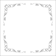 Elegant black and white monochrome ornamental border for greeting cards, banners, invitations. Vector frame for all sizes and formats. Isolated vector illustration.	