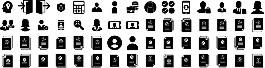 Set Of Account Icons Isolated Silhouette Solid Icon With Background, Technology, People, Finance, Account, Concept, Business Infographic Simple Vector Illustration Logo